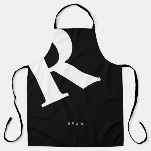 Tablier Grand initial | Typographie moderne | Noir (Recto)