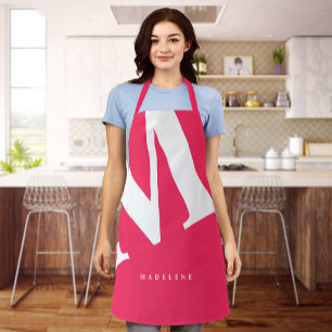 Tablier Grand Initial Typographie Moderne Rose