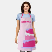 Tablier Grand-mère Baker Cute Gâteau rose violet (Porté)