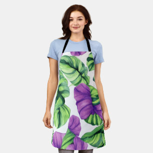 Tablier Grand Motif Plante Tropical Violet