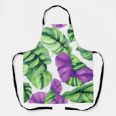 Tablier Grand Motif Plante Tropical Violet (Recto)