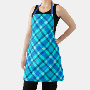 Tablier Grand Plaid Moderne, Bleu Cobalt, Aqua & Turquoise