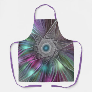 Tablier Grande Fleur colorée Abstraite Trippy Fractal Art