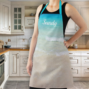 Tablier grande taille avec motif de scène côtière