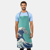 Tablier Grande vague - bleu traditionnel (Porté)