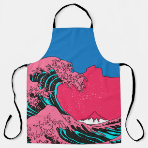 Tablier Grande vague dans le style Vaporwave Pop Art. Affi