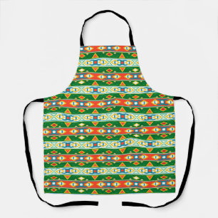 Tablier Grandes et formes géométriques vert orange blanc