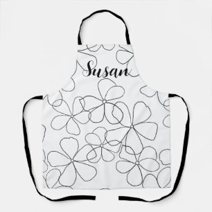 Tablier Grandes Fleurs blanches noires