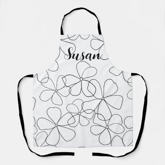 Tablier Grandes Fleurs blanches noires (Recto)