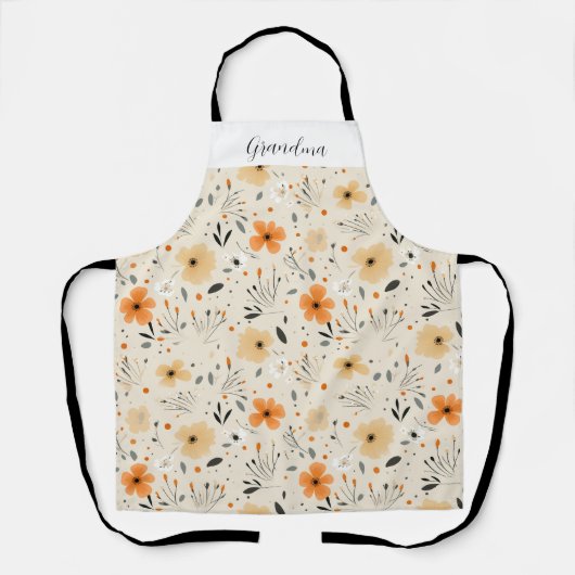 Tablier Grandma Pêche Florale (Recto)