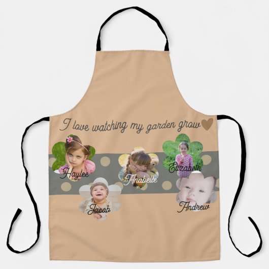 Tablier Grandma Photo Collage Apron Flower Garden (Recto)