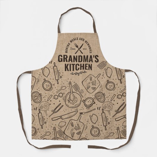 Tablier Grandmas Cadeau Nana Burlap Cuisine Baking Apron (Recto)