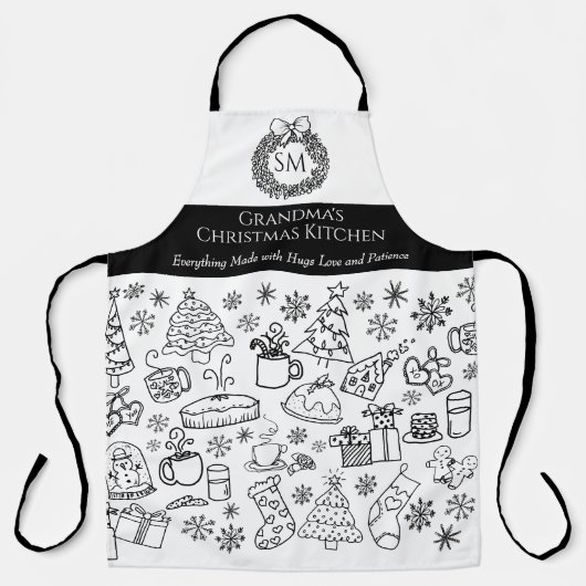 Tablier Grandma's Personalized Christmas Doodle Baking (Recto)