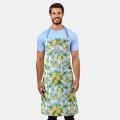 Tablier Grandmother Lemon Floral Blue and White Stripe (Porté)