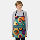 Tablier Grands cercles Motif géométrique bleu orange (Porté)