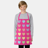 Tablier Grands Coeurs Pastel sur Rose Chaud (Porté)