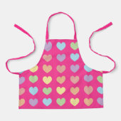 Tablier Grands Coeurs Pastel sur Rose Chaud (Recto)
