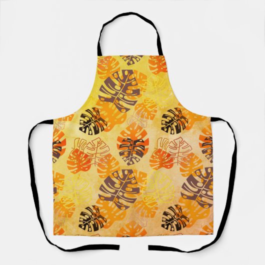 Tablier Grands Feuilles Monstera en Brown et en or (Recto)