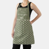 Tablier Gran's Kitchen Always Open Olive Green Polka Dot (Insitu)