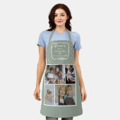 Tablier Gran's Kitchen Always Open Sage Green Dots Photo (Porté)