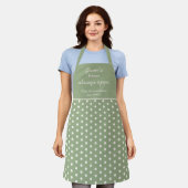 Tablier Gran's Kitchen Always Open Sage Green Polka Dot (Porté)