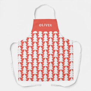 Tablier Graphique de Noël rouge minimaliste moderne