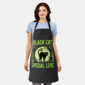 Tablier Graphisme d'amour spécial chat noir Halloween (Porté)