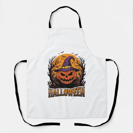 Tablier Graphisme de chapeau de sorcière de citrouille Hal (Recto)