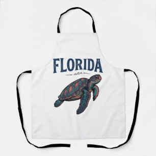 Tablier Graphisme de gravure vintage de tortue marine de F