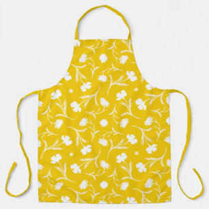 Tablier Gras Bright Jaune Floral Motif Cool Pop Moderne