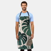Tablier Gras Green Monstera Feuilles Tropical Jungle (Porté)