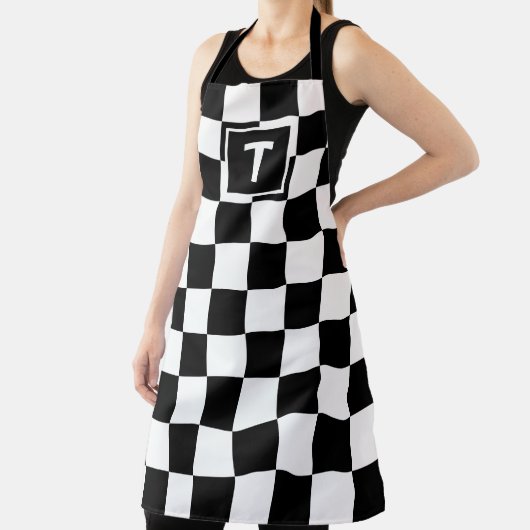 Tablier Gras Monogramme Noir Blanc À damiers Motif (Insitu)