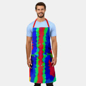Tablier Gravure d'encre Couleur Clair Abstrait Rouge Vert  (Porté)