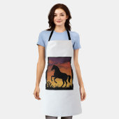 Tablier Gravure occidentale silhouette de cheval au couche (Porté)