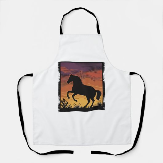 Tablier Gravure occidentale silhouette de cheval au couche (Recto)