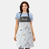 Tablier Gray Blue Watercolor Wildflower Custom Name Apron (Porté)
