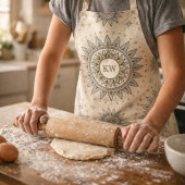 Tablier Gray Gold Mandala Pattern Monogram