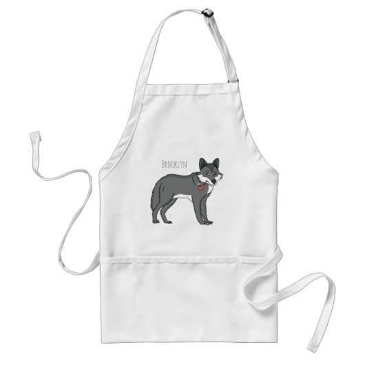 Tablier Gray wolf with pipe cartoon (Devant)