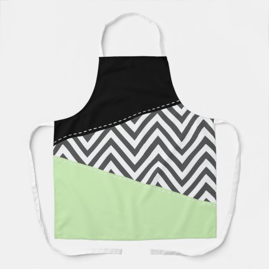 Tablier Gray Zigzag, Gray Chevron, Zigzag Pattern, Mint (Recto)