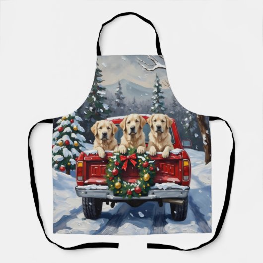 Tablier Great Pyrenees Christmas Red Truck Holiday (Recto)