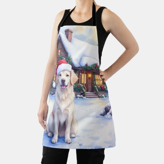 Tablier Great Pyrenees Snowy Mountain Lodge Santa Hat (Insitu)