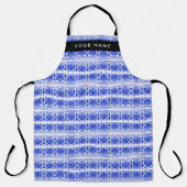 Tablier Grec Fret Arabesque Bleu, Votre Nom, Personnaliser (Recto)