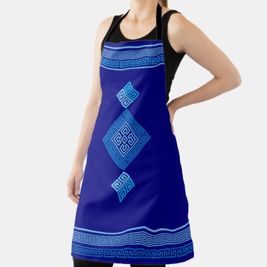 Tablier Grec Mander - Clé grecque - Nuances de bleu (Insitu)