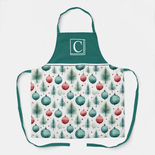 Tablier Green and Red Christmas Patterns - (Recto)