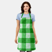 Tablier Green and White Bold Checkered Plaid Design (Porté)