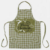 Tablier Green and White Plaid Merry Christmas Reindeer (Recto)