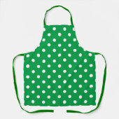Tablier Green apron with white polka dots, displayed flat  (Recto)