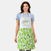 Tablier Green Basil Herb Leaf Motif Nom botanique (Porté)
