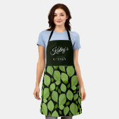 Tablier Green Basil Herb Leaf Motif Nom botanique (Porté)