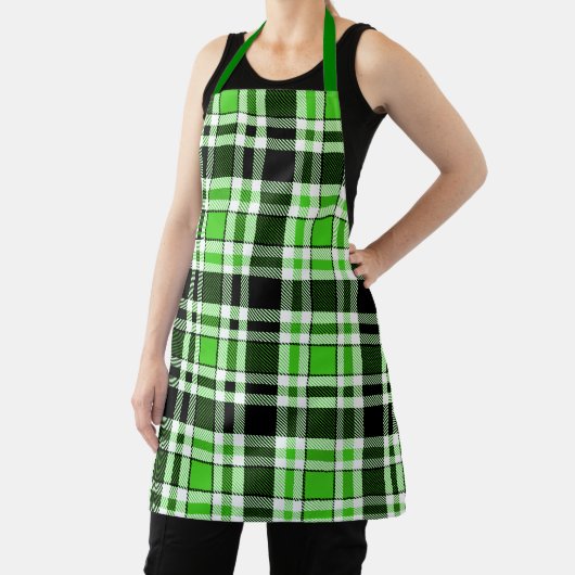 Tablier Green Black White Flannel Tartan Pattern Design (Insitu)